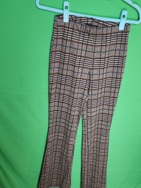 Abercrombie & Fitch Brown Plaid Flared Pants likely the "Simone" High Rise Flare